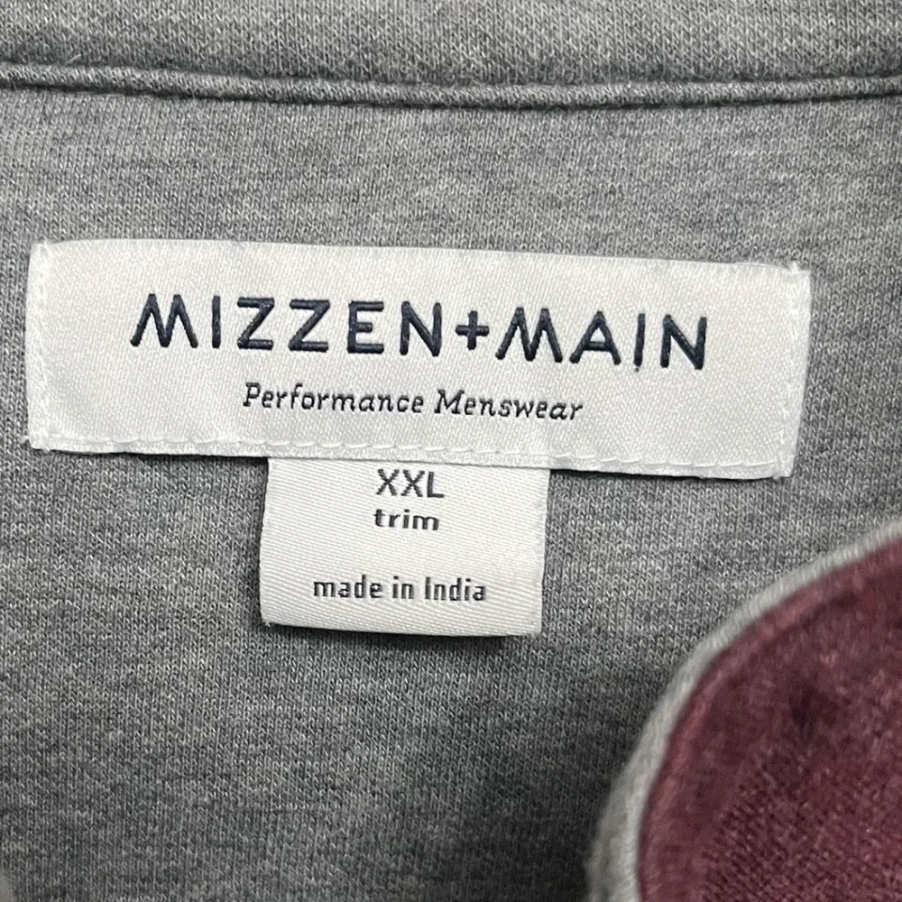 Mizzen+Main Performance Menswear Wine‎ Heather Quarter Zip Long Sleeve Shirt XXL